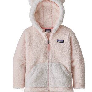 Patagonia Baby Girl Furry Friends Zip Up Hoody Pink White Sz 2T